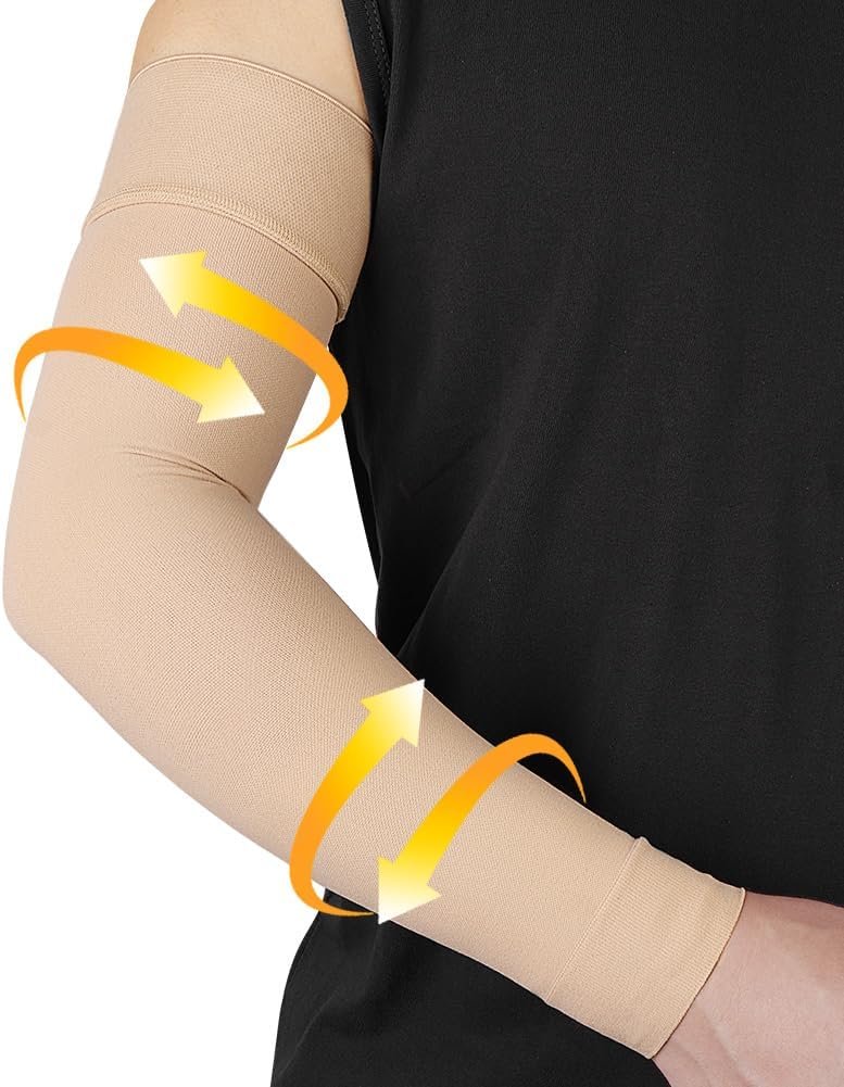 beister Medical Compression Arm Sleeve for Men Women（Single）, 20-30 mmhg Full Arm Support for Pain Relief, Lymphedema