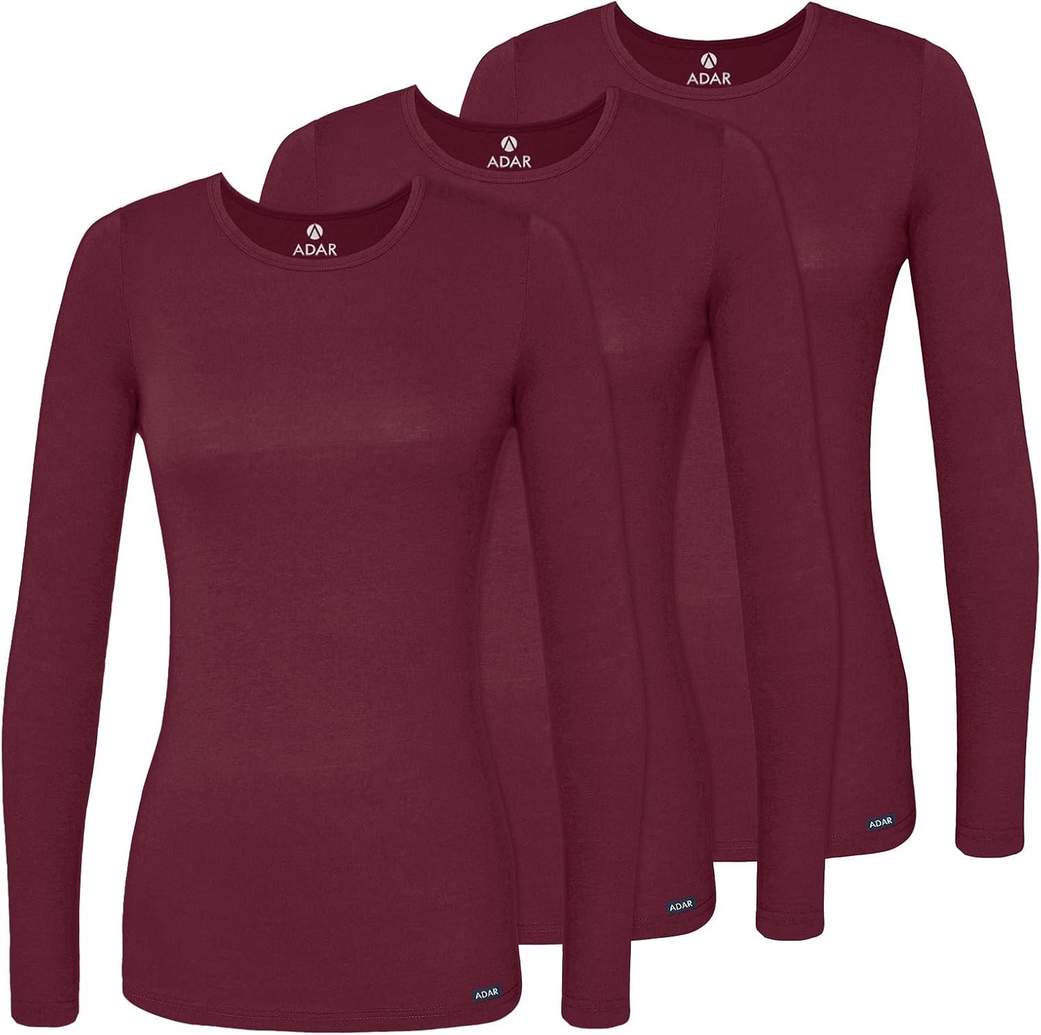 Adar Underscrubs for Women 3 Pack – Long Sleeve Underscrub Comfort Tee