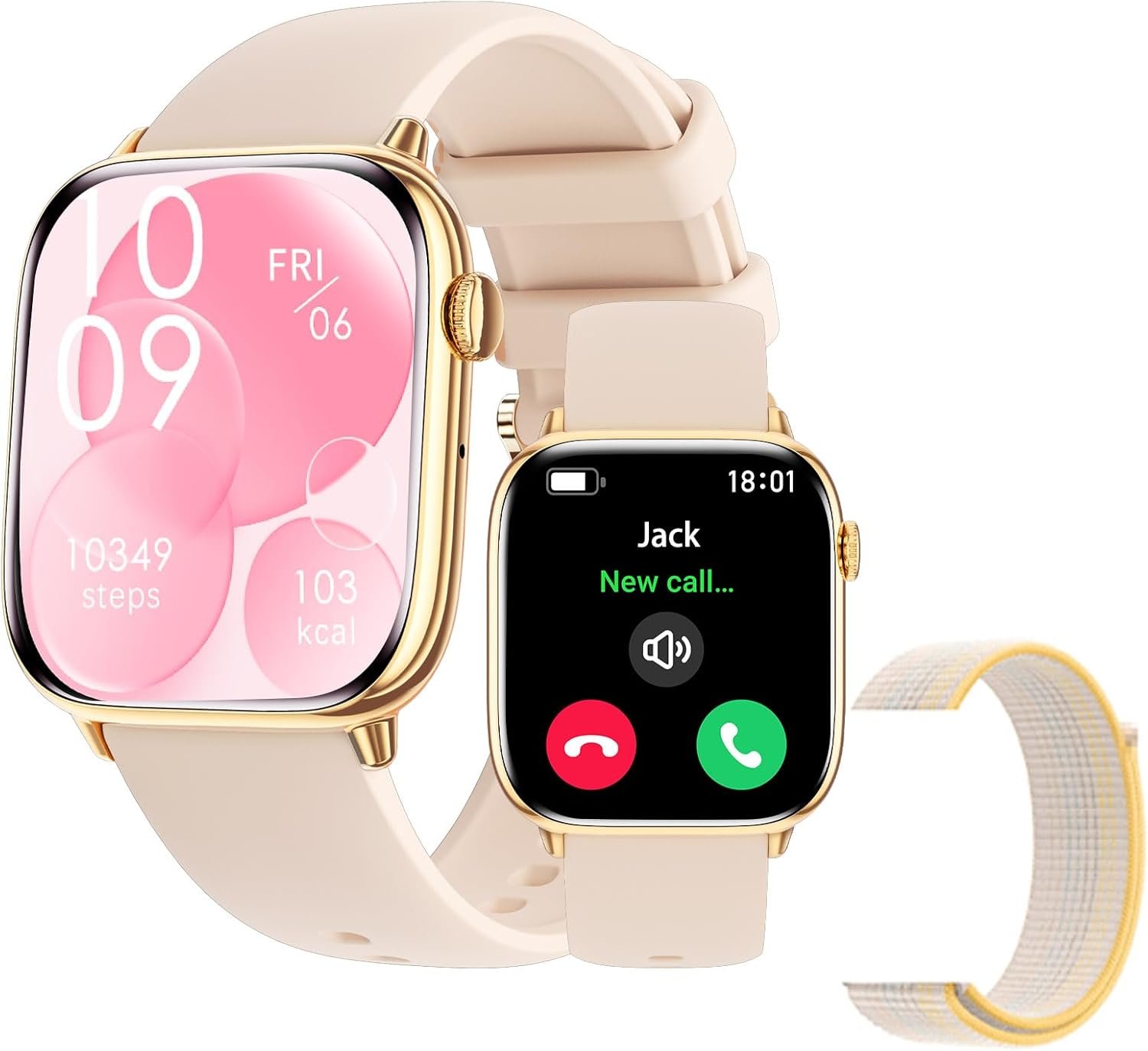 Smart Watch Bluetooth Call, AMOLED Smart Watches for Women with 100+ Sport Modes Heart Rate Sleep Monitor Blood Pressure, Fitness Tracker with IP68 Waterproof Watch Compatible with Android iPhone iOS