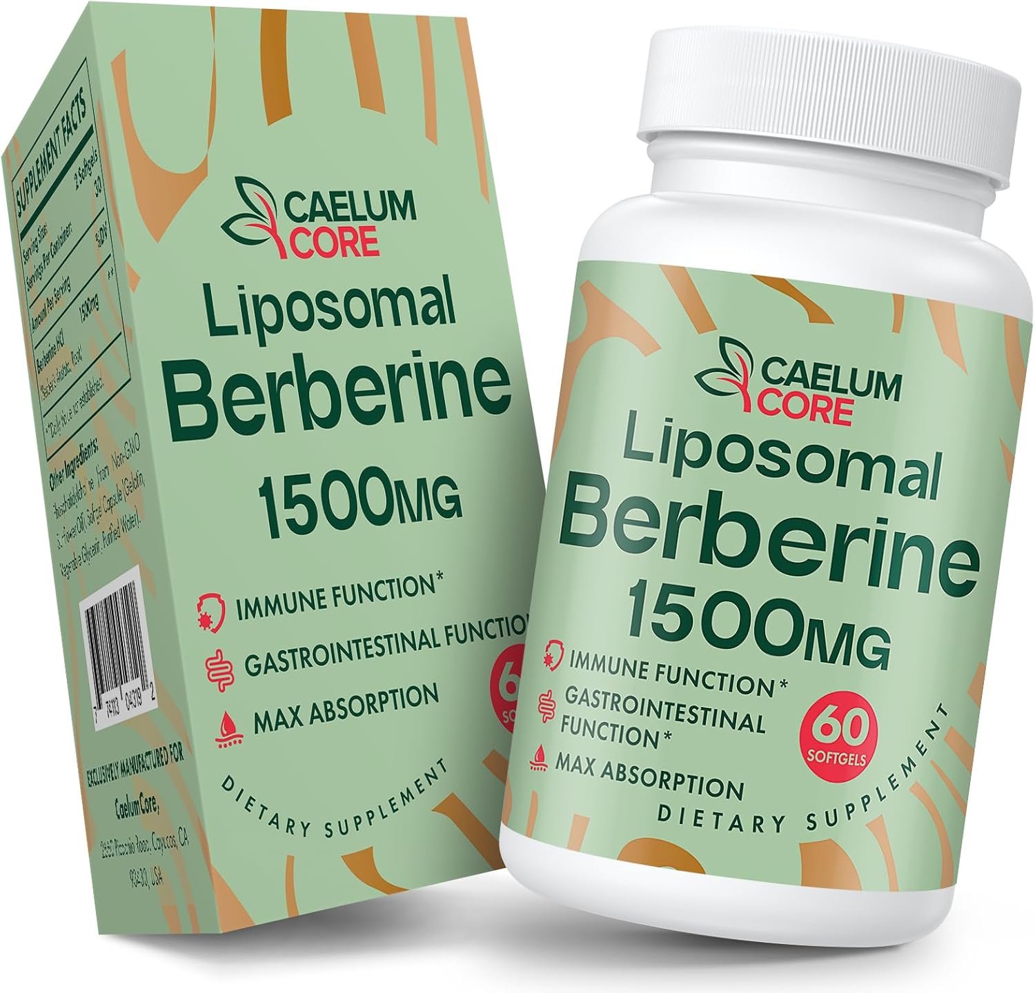 Liposomal Berberine HCL – Berberine 1500mg Activates AMPK & GLP-1, High Bioavailability Berberines Supplement for Women and Men, Berberine Plus Overall Health Support (1 Pack)
