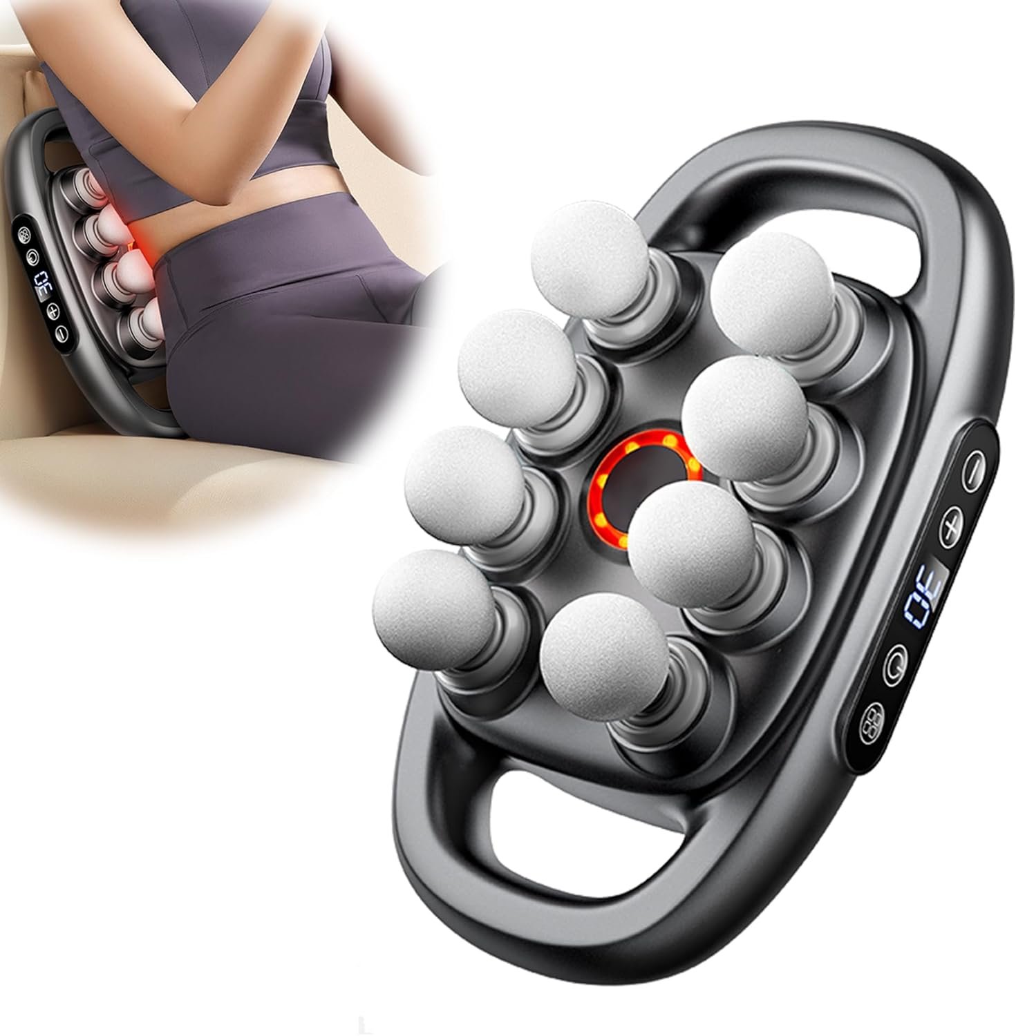 Massage Gun, Deep Tissue Muscle Massager 8 Head Foot Back Handheld Fascia Massager
