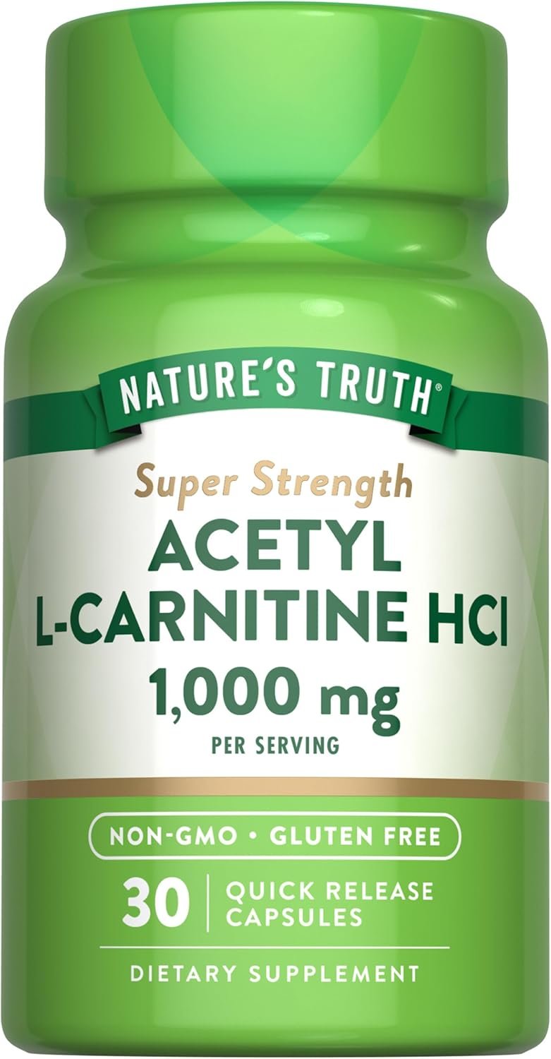 Nature’s Truth Acetyl L-Carnitine 1000mg | 30 Capsules | Super Strength | Non-GMO & Gluten Free ALCAR Supplement