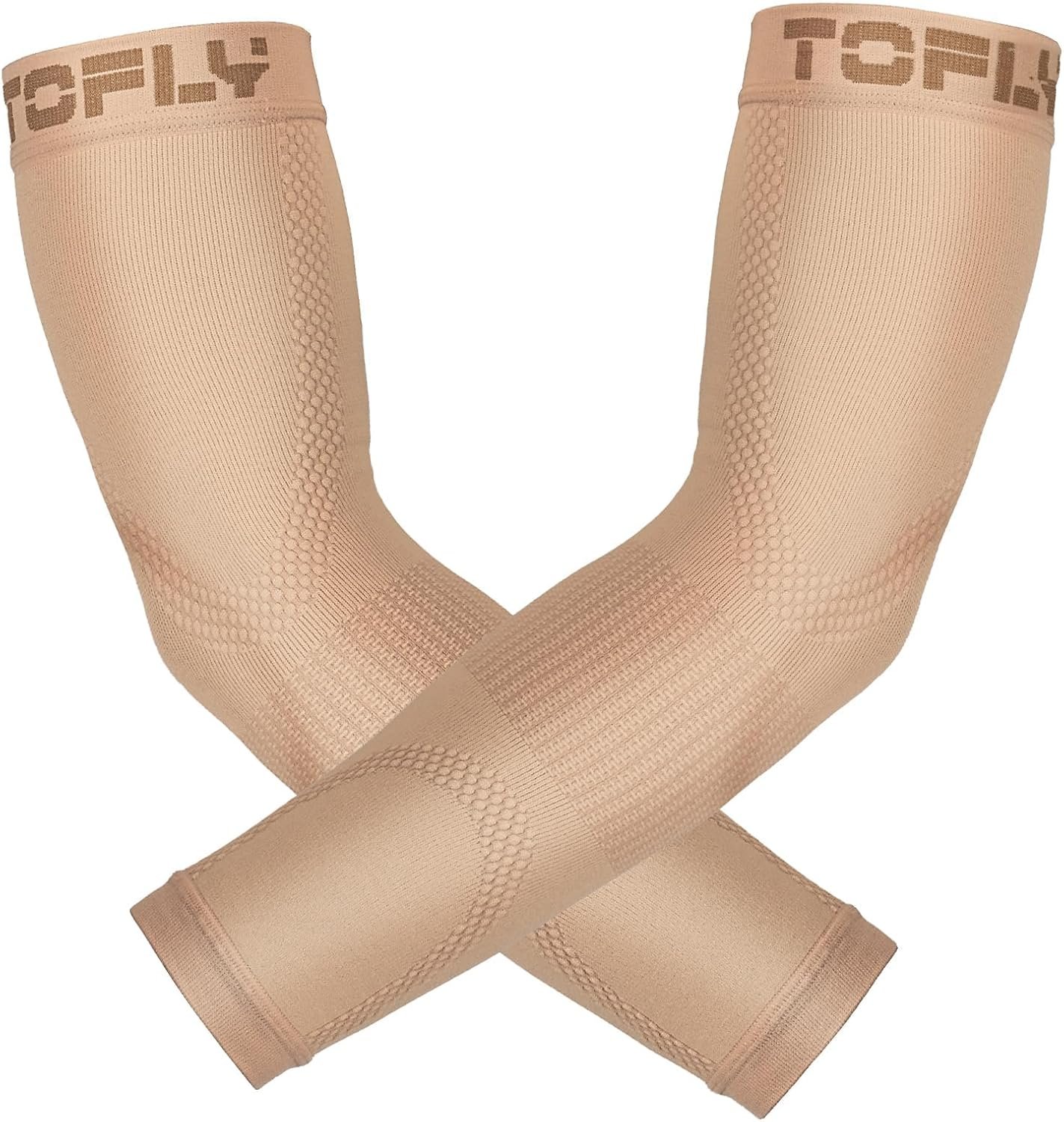 TOFLY Compression Arm Sleeves Elbow Braces (1 Pair), 20-30 mmHg Graduated Compression Arm Braces Support for Tennis Elbow