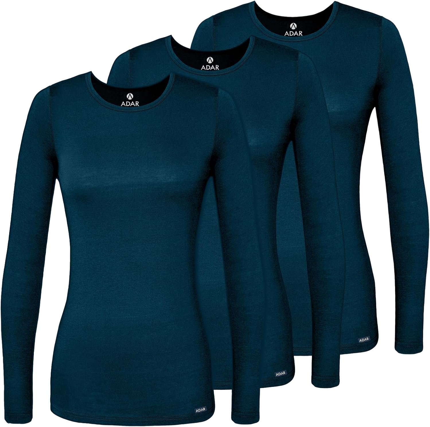 Adar Underscrubs for Women 3 Pack – Long Sleeve Underscrub Comfort Tee