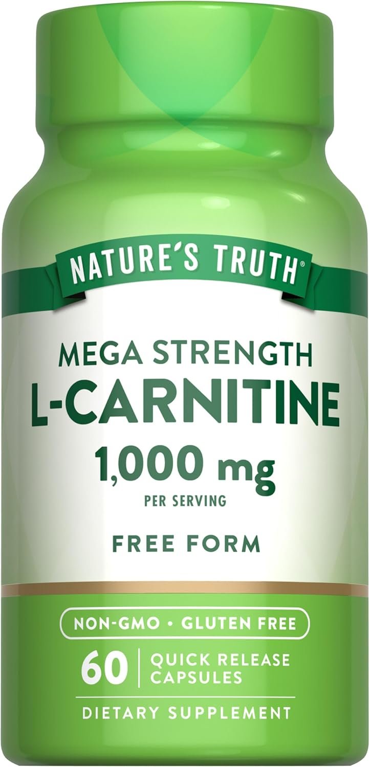 Nature’s Truth L-Carnitine 1000mg | 60 Capsules | Mega Strength | Free Form | Non-GMO & Gluten Free Supplement