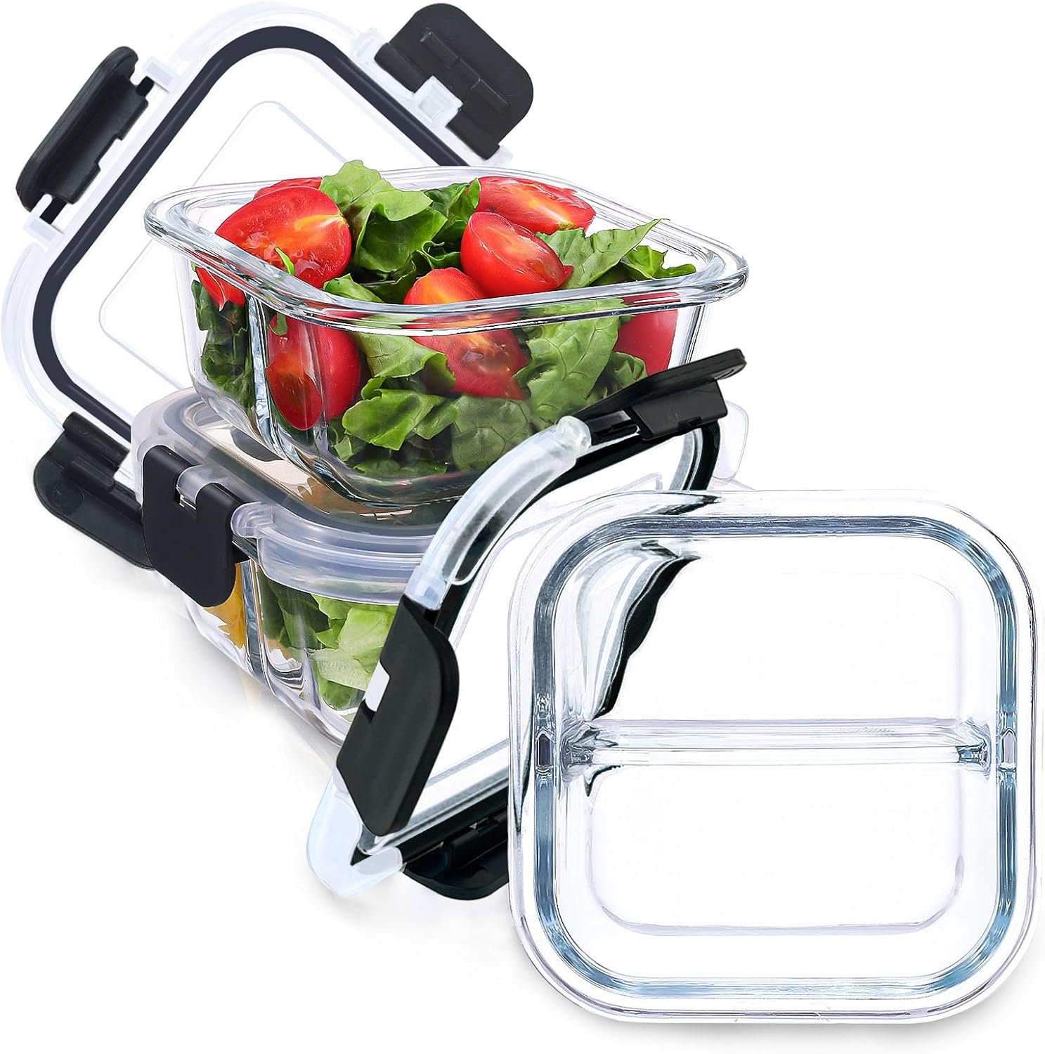 Bariatric Meal Prep Containers, Glass Bariatric Portion Control Containers, 3 Pack Food Storage Containers with Lids, Bariatric Must Haves, 8 oz Reusable Glass Snack Containers with Lids