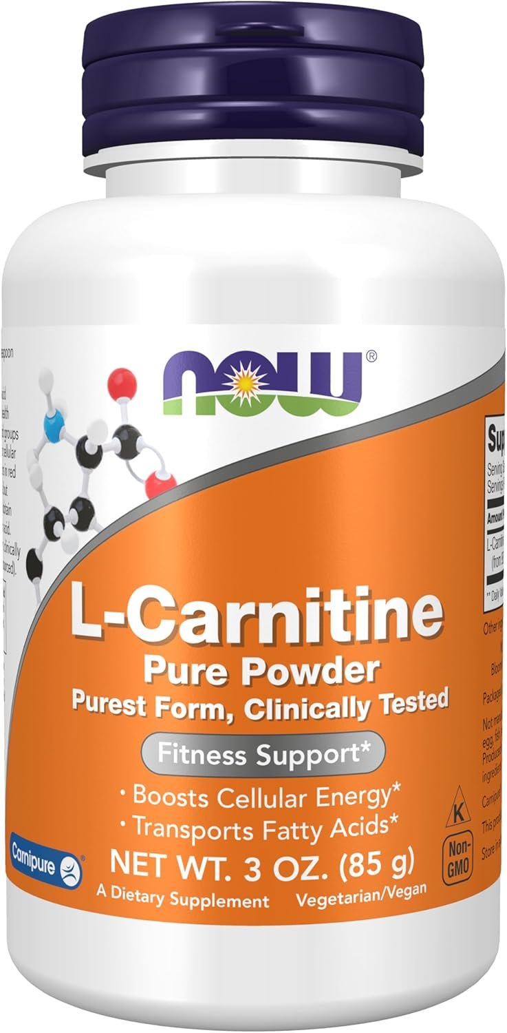 NOW Foods Supplements, L-Carnitine (L-Carnitine Tartrate) Pure Powder, Boosts Cellular Energy, Amino Acid, 3-Ounce