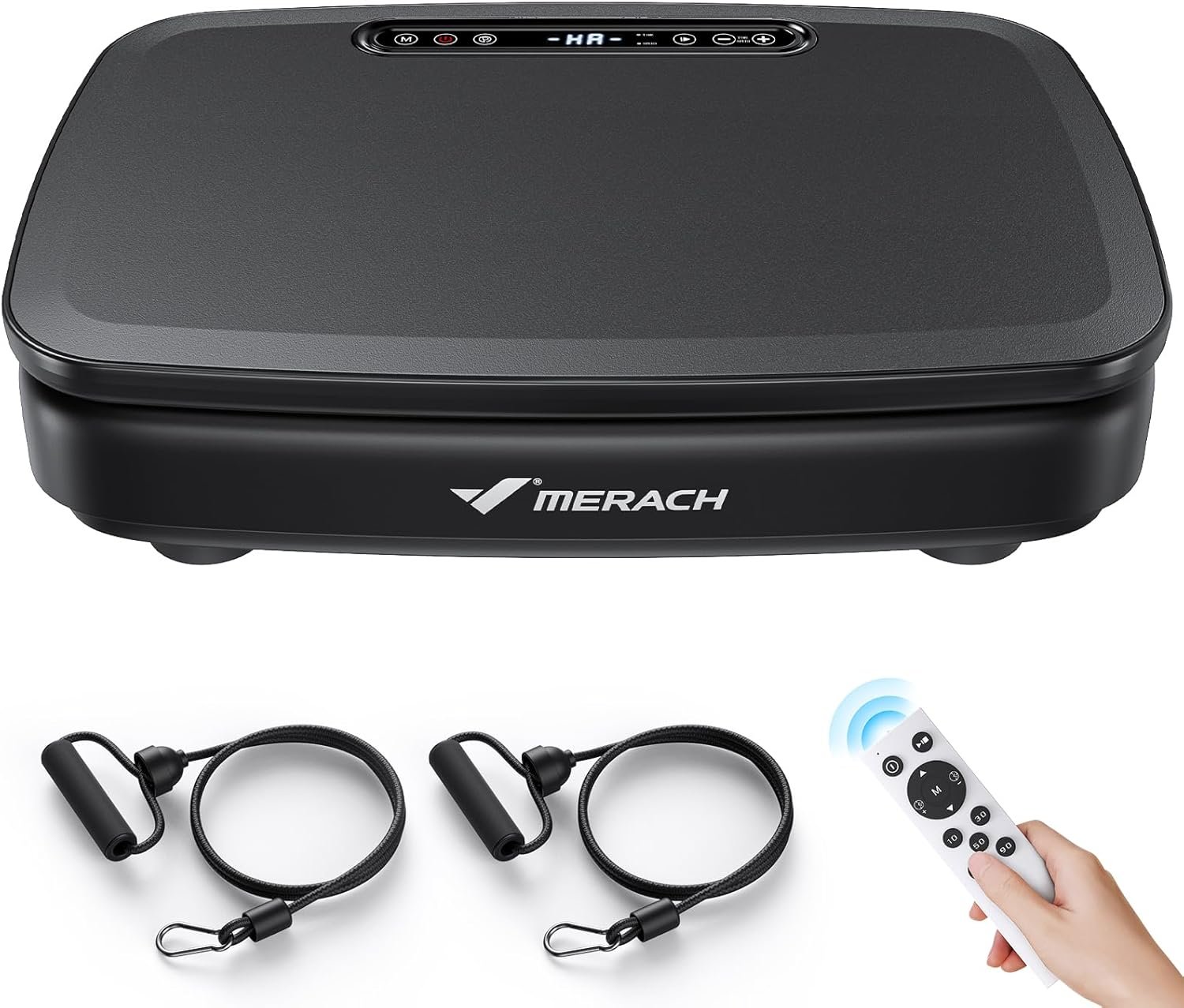 MERACH Vibration Plate Exercise Machine, Vibrating Plate Exercise Machine for Women Men, Vibration Plate with 2 Tension Ropes LED Display, Workout Equipment for Home