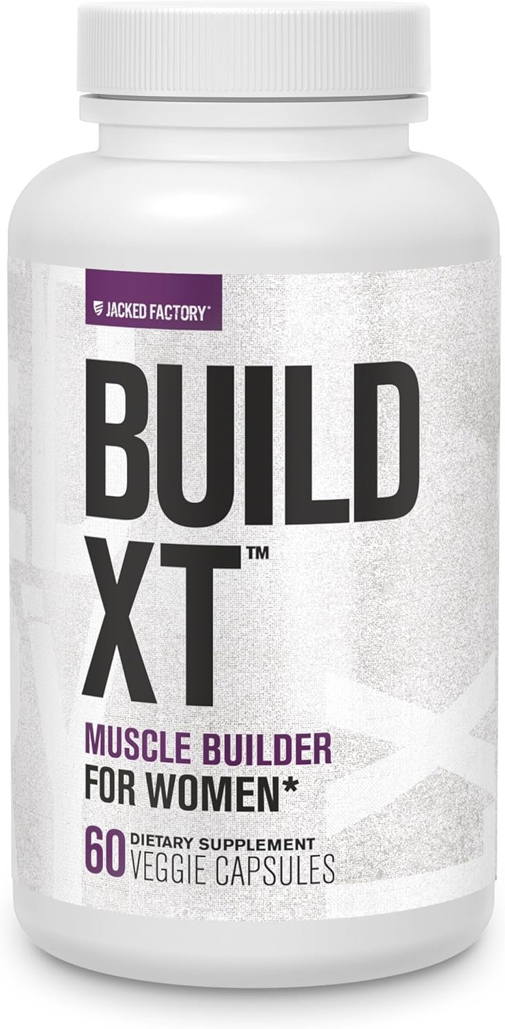 Jacked Factory Build-XT for Women – Muscle Builder for Women with VitaCherry, ElevATP, & Senactiv to Increase Muscle Growth, Muscle Recovery, & Boost Energy – 60 Count