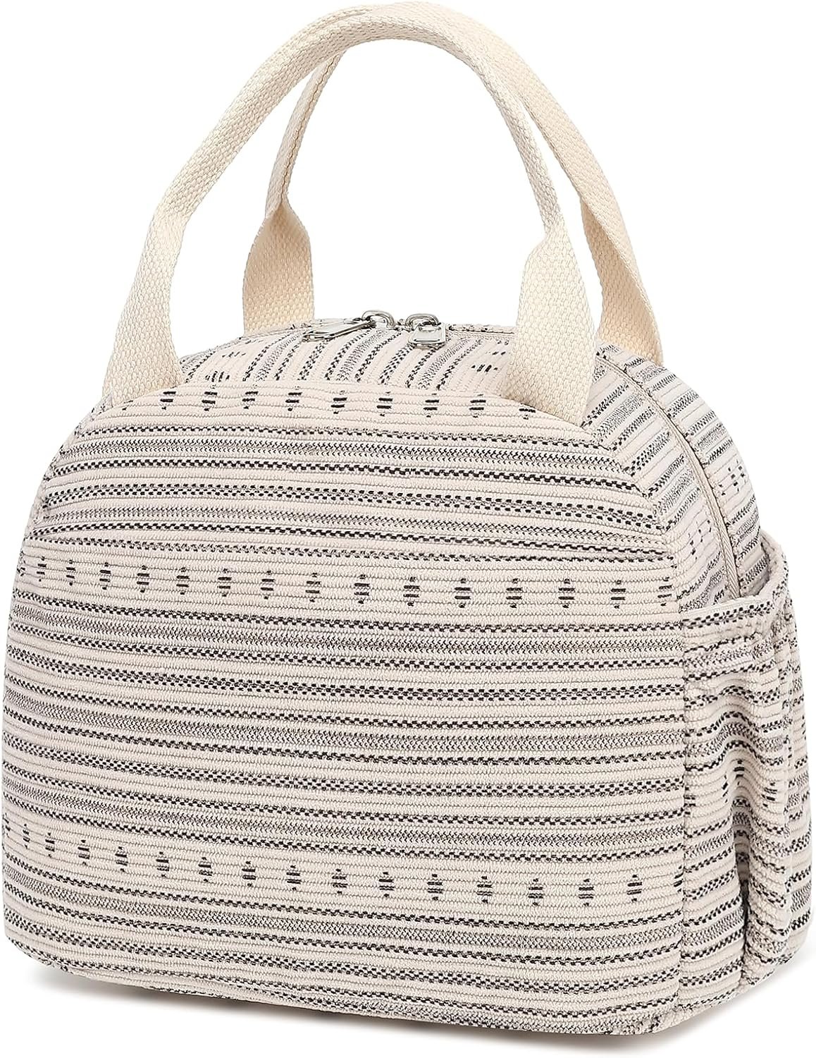 Lunch Bag for Women, Cute Corduroy Adult Insulated Lunch Box, Reusable Large Capacity Lunch Tote Bags, Small Leakproof Cooler Food Containers for Work, Travel, Outdoor (Bohemia)