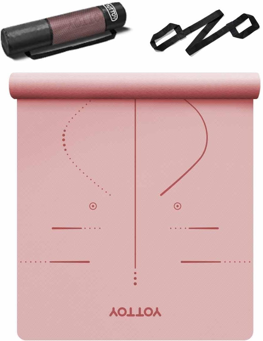 YOTTOY Yoga Mat, 72″x 32″x1/3″ Extra Wide Non-Slip Exercise Fitness Yoga Mats,Eco-Friendly TPE Exercise Mats for Women Men Home Workout with Strap Bag