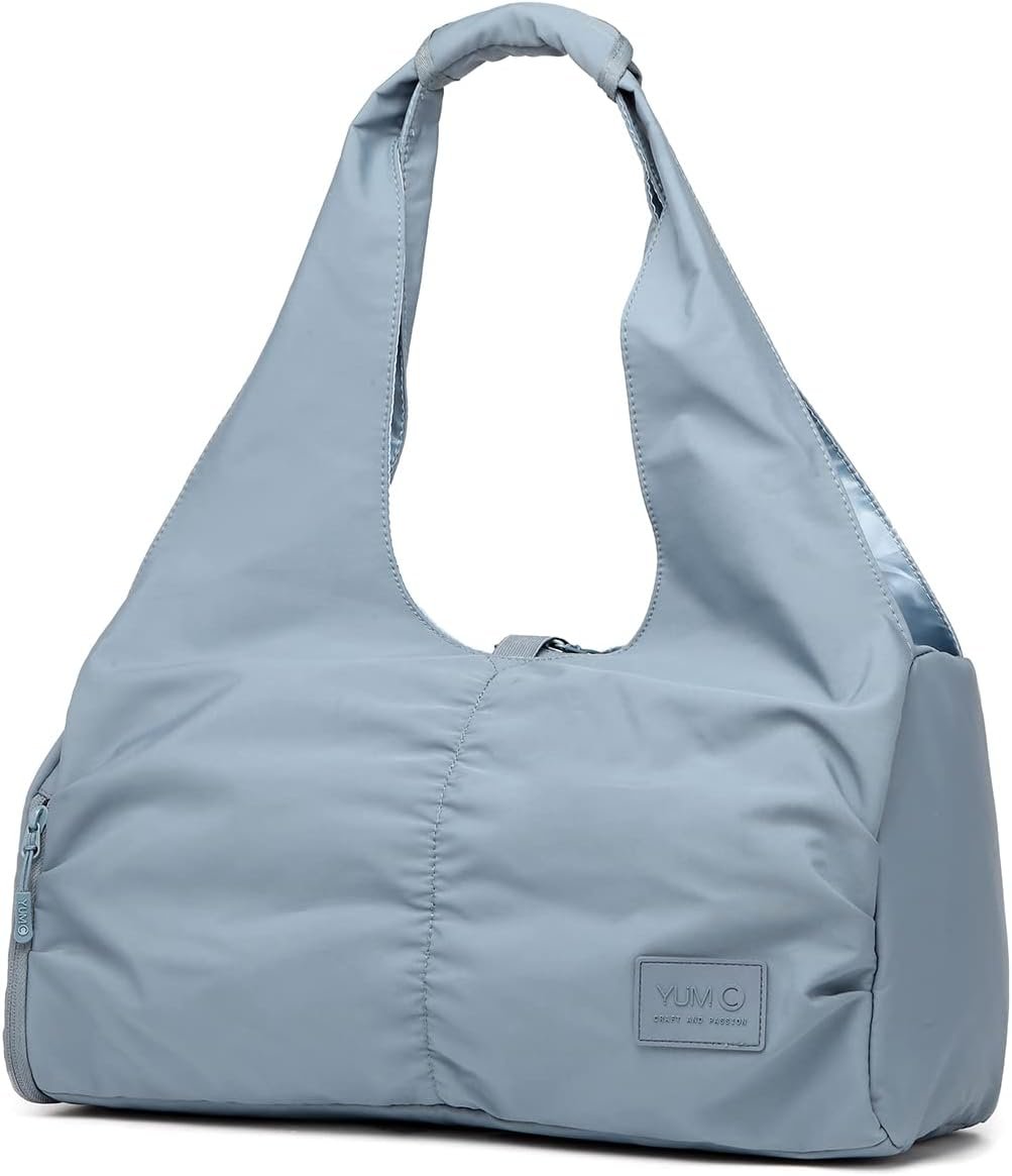 Travel Yoga Gym Bag for Women, Carrying Workout Gear, Makeup, and Accessories, Shoe Compartment and Wet Dry Storage Pockets（Large，Haze Blue）