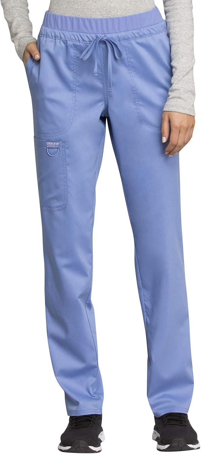 Cherokee Scrub Pants for Women Mid Rise Tapered Leg Drawstring Bottom WW105