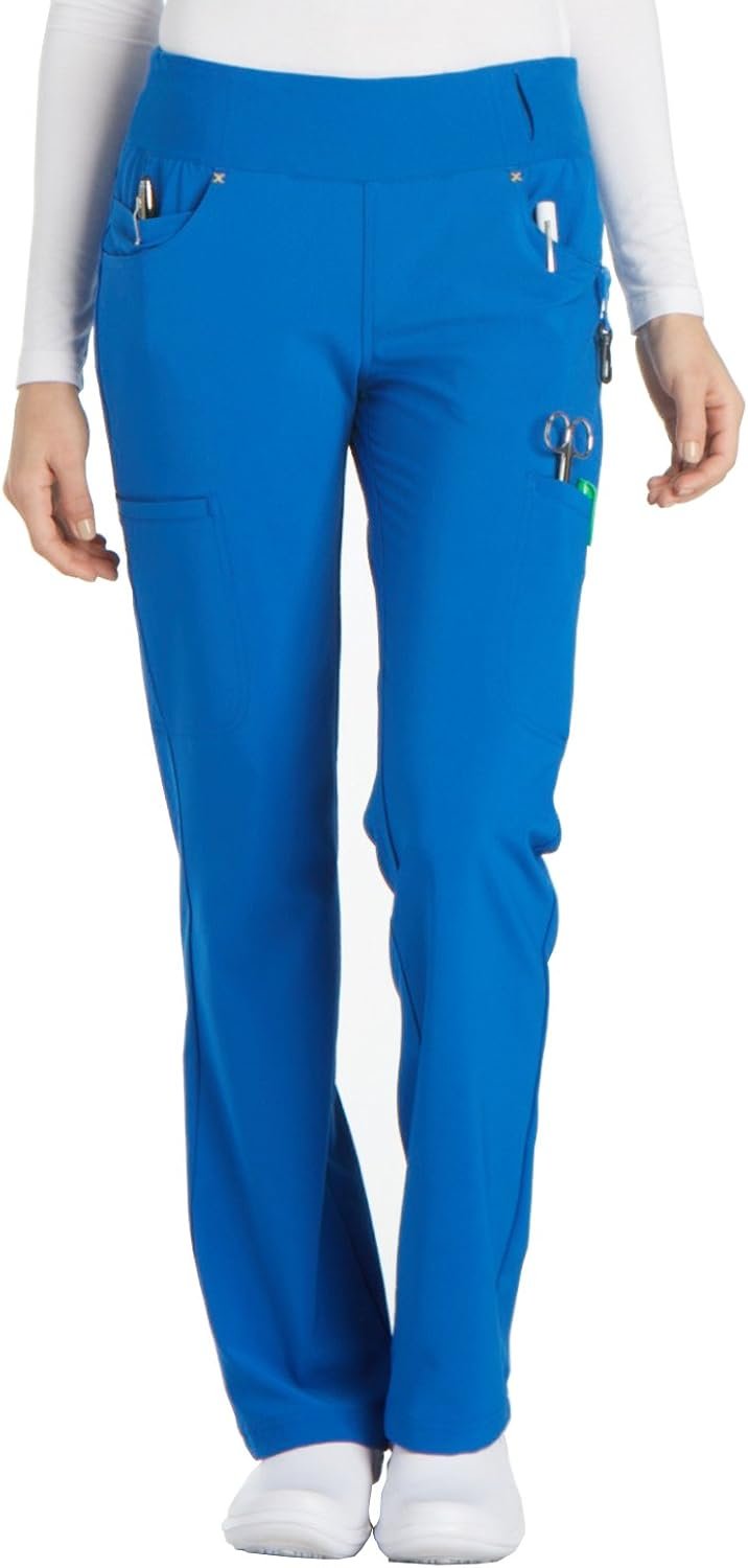 Cherokee Scrubs for Women Mid Rise Straight Leg Scrub Pants For Women Pull-on Bottoms with 6 Pockets & 360° Stretch – CK002