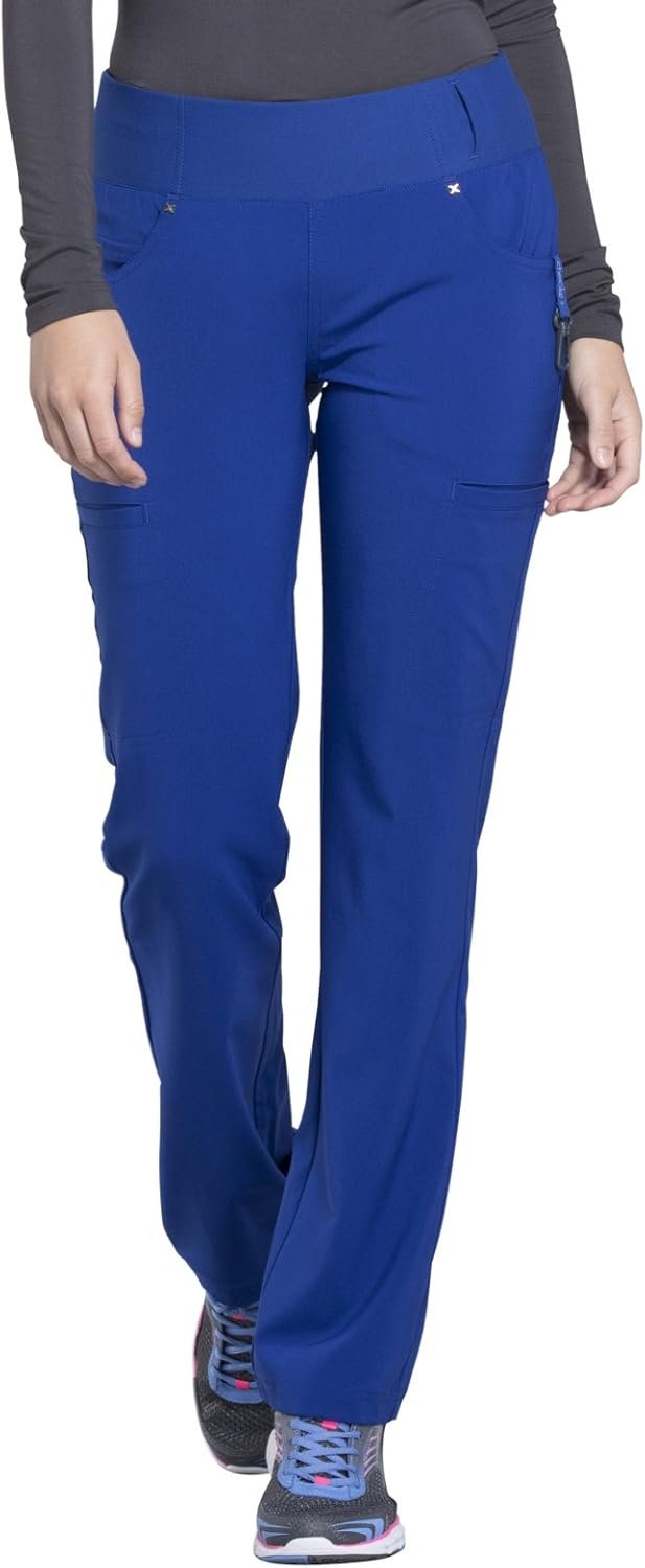 Cherokee Scrubs for Women Mid Rise Straight Leg Scrub Pants For Women Pull-on Bottoms with 6 Pockets & 360° Stretch – CK002