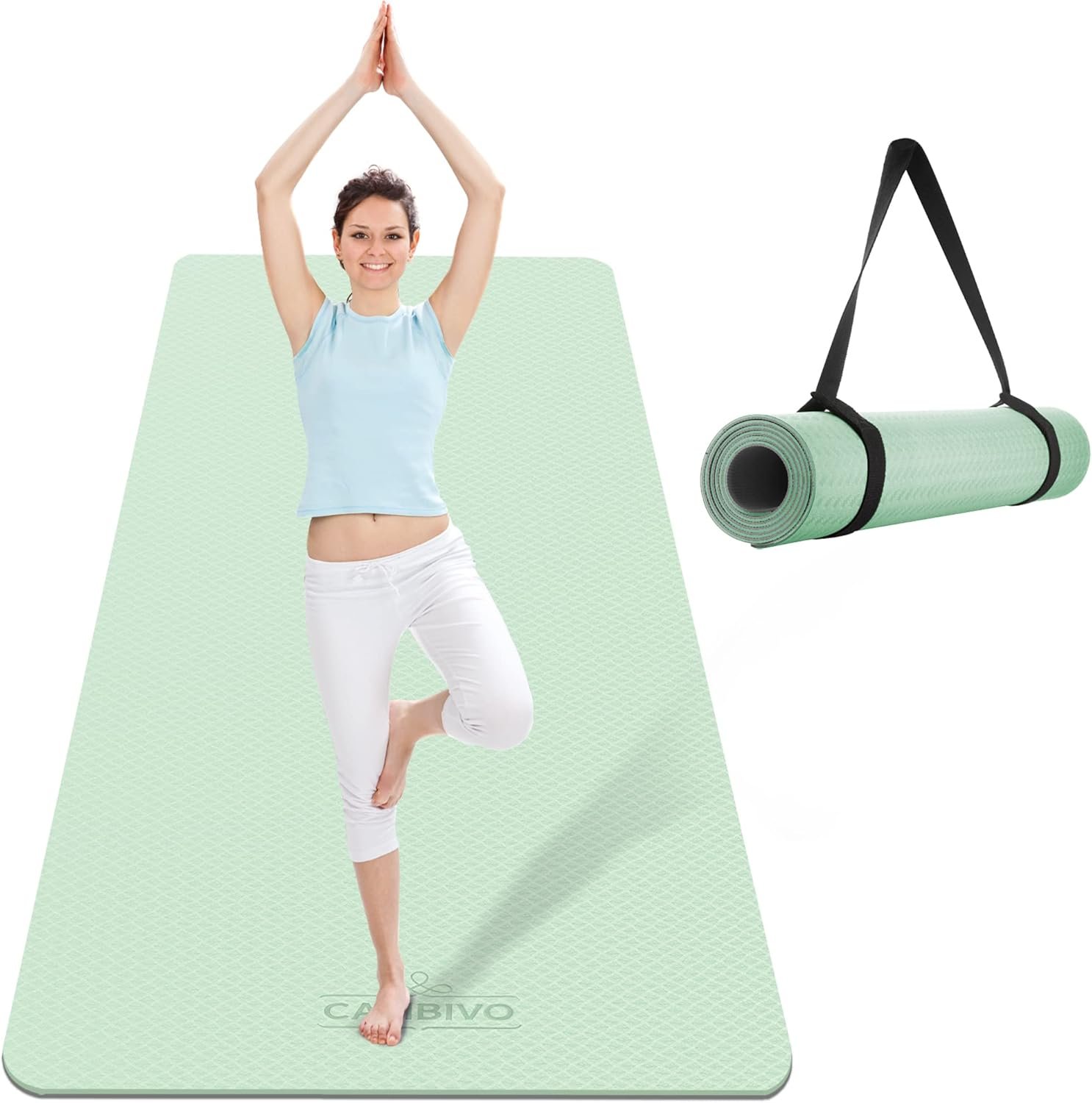 CAMBIVO Extra Wide Yoga Mat for Women and Men (72″/84″x 32″x 1/4″) TPE Workout Mat, Non-slip Large Exercise Fitness Mat for Yoga, Pilates, Workout