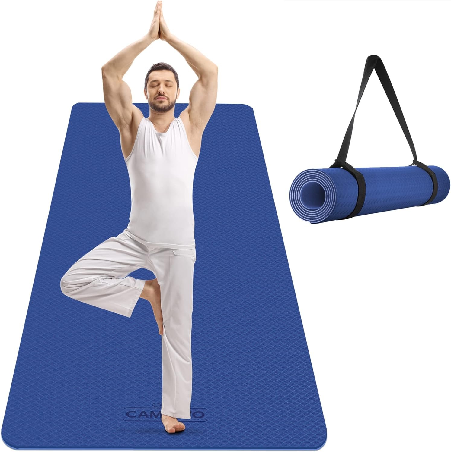 CAMBIVO Extra Wide Yoga Mat for Women and Men (72″/84″x 32″x 1/4″) TPE Workout Mat, Non-slip Large Exercise Fitness Mat for Yoga, Pilates, Workout