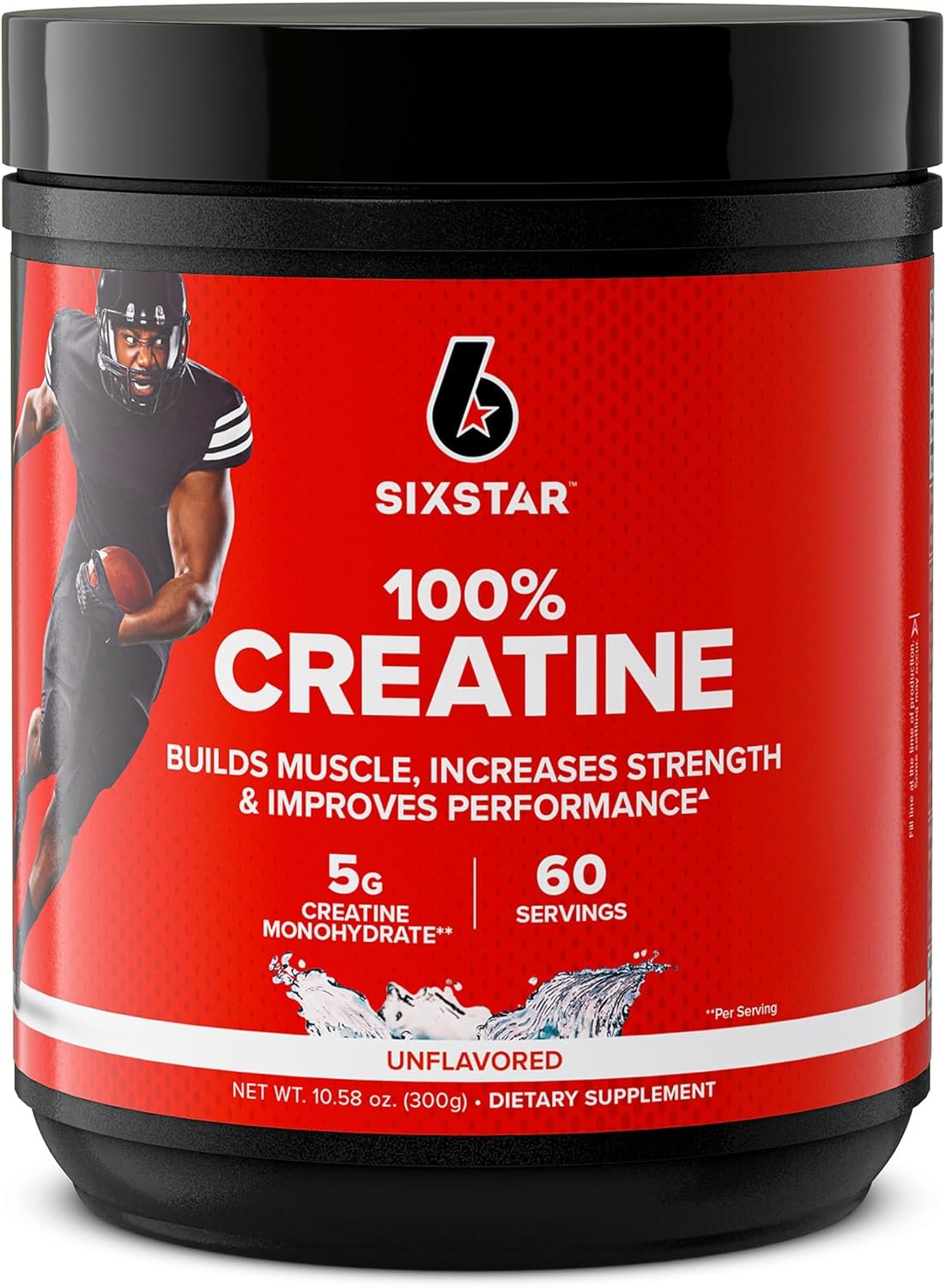 Six Star 100% Creatine Monohydrate Powder – Unflavored Micronized Creatine Monohydrate Supplement for Workout Performance, Muscle Building & Strength – Creatine Powder for Women & Men – 60 Servings