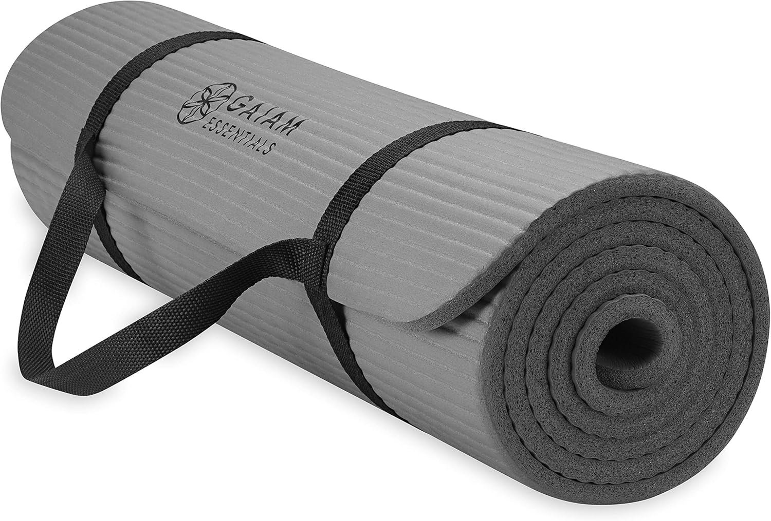 Gaiam Essentials Thick Yoga Mat Fitness & Exercise Mat with Easy-Cinch Yoga Mat Carrier Strap, 72″L x 24″W x 2/5 Inch Thick