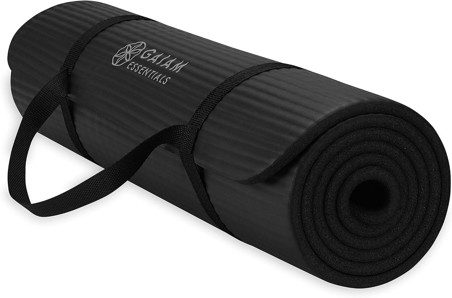Gaiam Essentials Thick Yoga Mat Fitness & Exercise Mat with Easy-Cinch Yoga Mat Carrier Strap, 72″L x 24″W x 2/5 Inch Thick