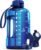 AQUAFIT 64 oz Water Bottle with Time Marker – Straw & Chug Lid – BPA Free Half Gallon Water Bottle, Big Water Bottle with Straw, Gym Water Bottle with Handle, Gallon Water Jug (Blue, 64 Ounces)