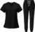 Scrubs for Women Set Casual Solid Medical Uniform Stretch V-Neck Scrub Top & Jogger Pant with Pockets