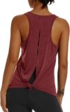 Muzniuer Womens Yoga Workout Tops-Cute Open Back Running Gym Activewear Sports Shirt for Women