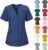 Scrubs for Women V Neck Plus Size Scrub Tops Stretch Healing Hands Figs Scrubs Shirt with Pockets for Nurse Workwear