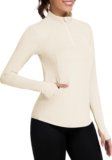 Loovoo Long Sleeve UPF50+ Workout Tops Sun Protection 1/4 Zip Summer Quick Dry Hiking Shirts Lightweight Pullover Women