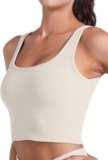 FelFory Longline Sports Bra Ribbed Tank Top for Women Medium Support Workout Tops Sport Bra Padded Crop Top Fitness Yoga