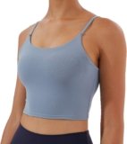 Women’s Strappy Stretch Sports Bra Longline Yoga Tank Top Fitness Bra Workout Camisole Crop Tops for Teen Girl