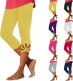 Women Capri Leggings High Waisted Leggings for Women Comfy Stretchy Knee Length Summer Plus Size Workout Pants