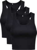 3 Pieces Crop Tops for Women, Workout Tops Basic Cropped Tank Tops Sleeveless Racerback Sports Gym Crop Tank for Teen Girls