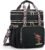 Insulated Lunch Bag for Women/Men, Dual Compartment Waterproof Reusable Large Lunch Box for Adlut Wide-Open Tote Cooler Bag For Working Picnic Hiking (16L, Black-Flowers)