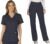 Cherokee Scrub Set For Women, Modern Classic Fit Mock Wrap Top WW610 With Mid Rise, Straight Leg Pant WW110