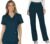 Cherokee Scrub Set For Women, Modern Classic Fit Mock Wrap Top WW610 With Mid Rise, Straight Leg Pant WW110