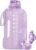AQUAFIT 64 oz Water Bottle with Time Marker, BPA Free Half Gallon Water Bottle with Straw, Gym Water Bottle with Handle, Gallon Water Jug, Big Water Bottle, Large Water Bottle (Lilac, 64oz 2in1 Lid)
