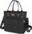 Large Insulated Lunch Bag for Work, Women’s Nylon Thermal Lunch Box, Leakproof Cooler Tote Bag with Storage Pocket (Black)
