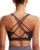 Sports Bras for Women, Medium-High Support Strappy Padded Running Sports Bras with Removable Cups