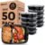 Glotoch 50 Pack 32 oz Meal Prep Containers Reusable, 2 Compartment Food Containers with Lids To Go Containers, Lunch-Microwave,Freezer,Dishwasher Safe