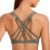 CRZ YOGA Strappy V Neck Sports Bras for Women – Criss Cross Back Wireless Padded Workout Yoga Bra